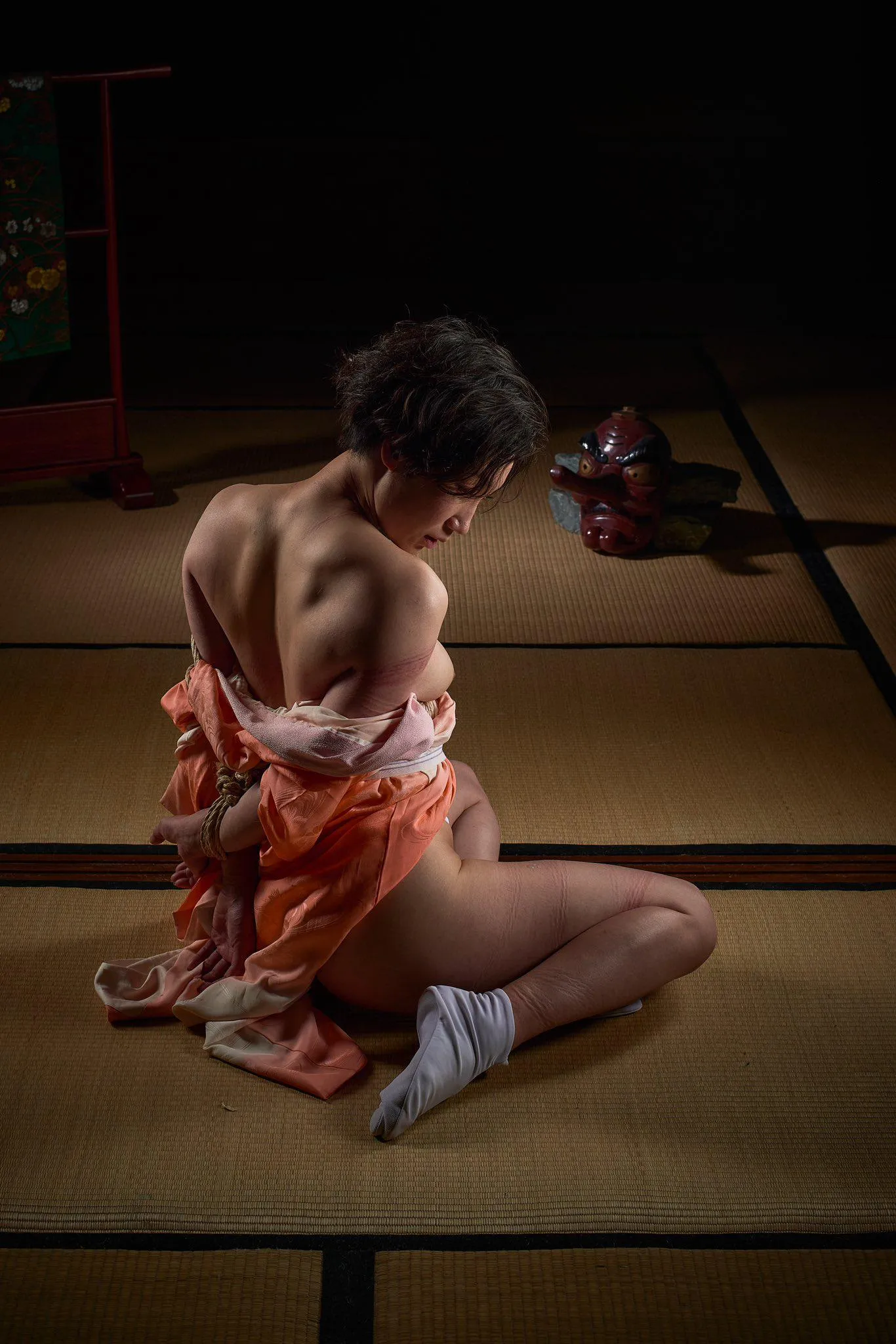 Prey bound and exposed on the tatami