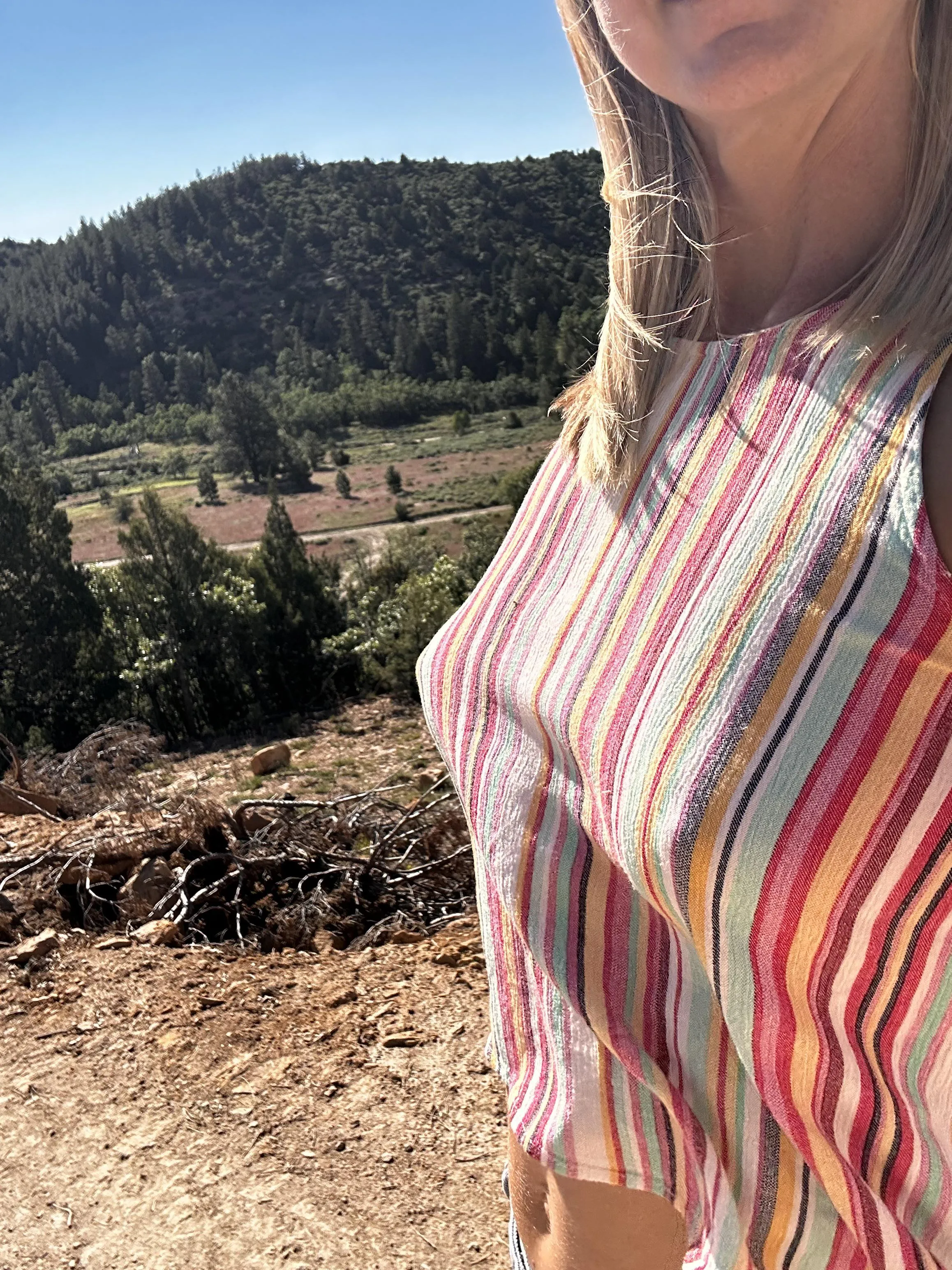 Braless in the mountains