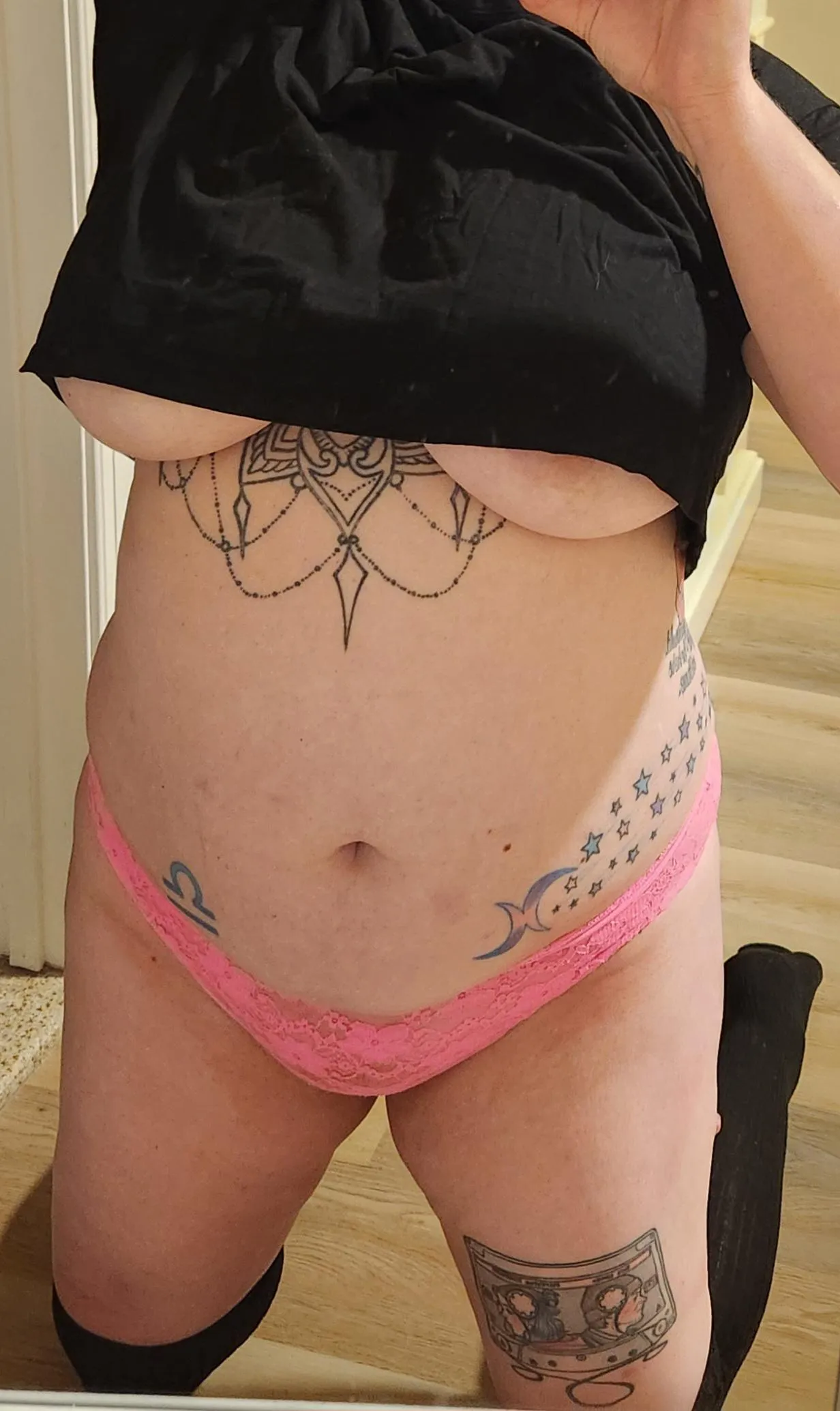 Would you worship my tits or my belly first