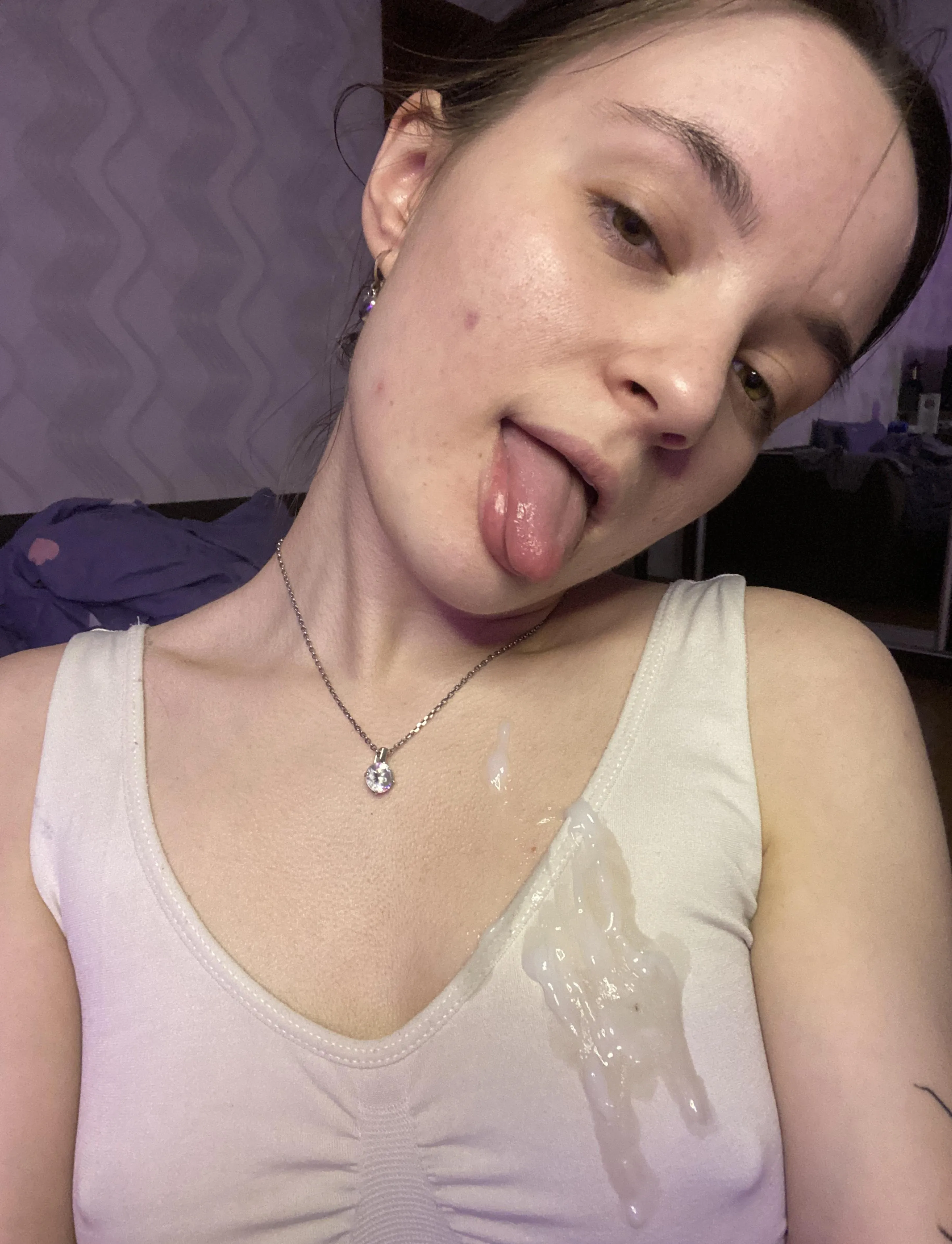 The nipple girl would lick this sperm herself, but she needs your help