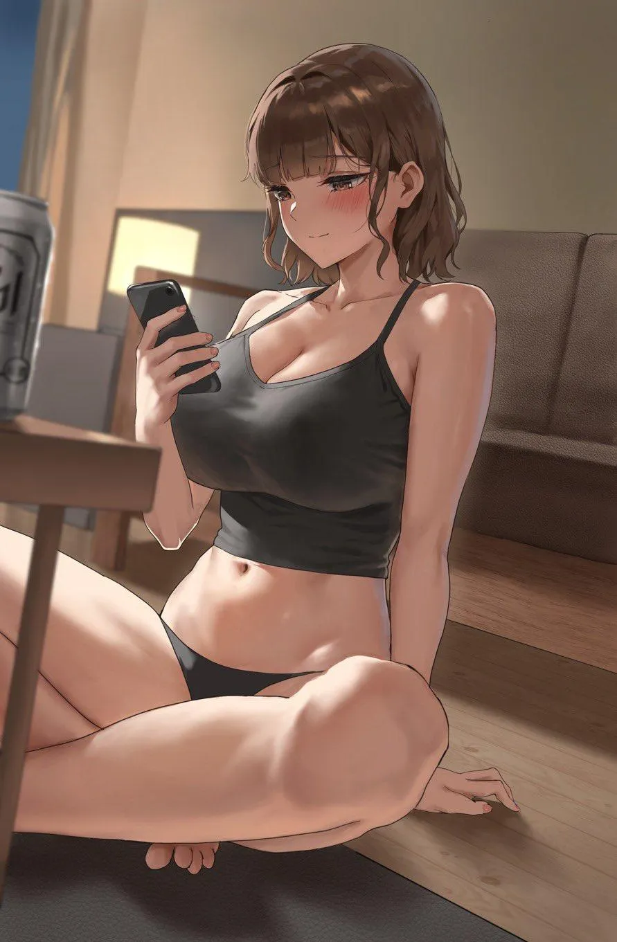 Checking her Phone