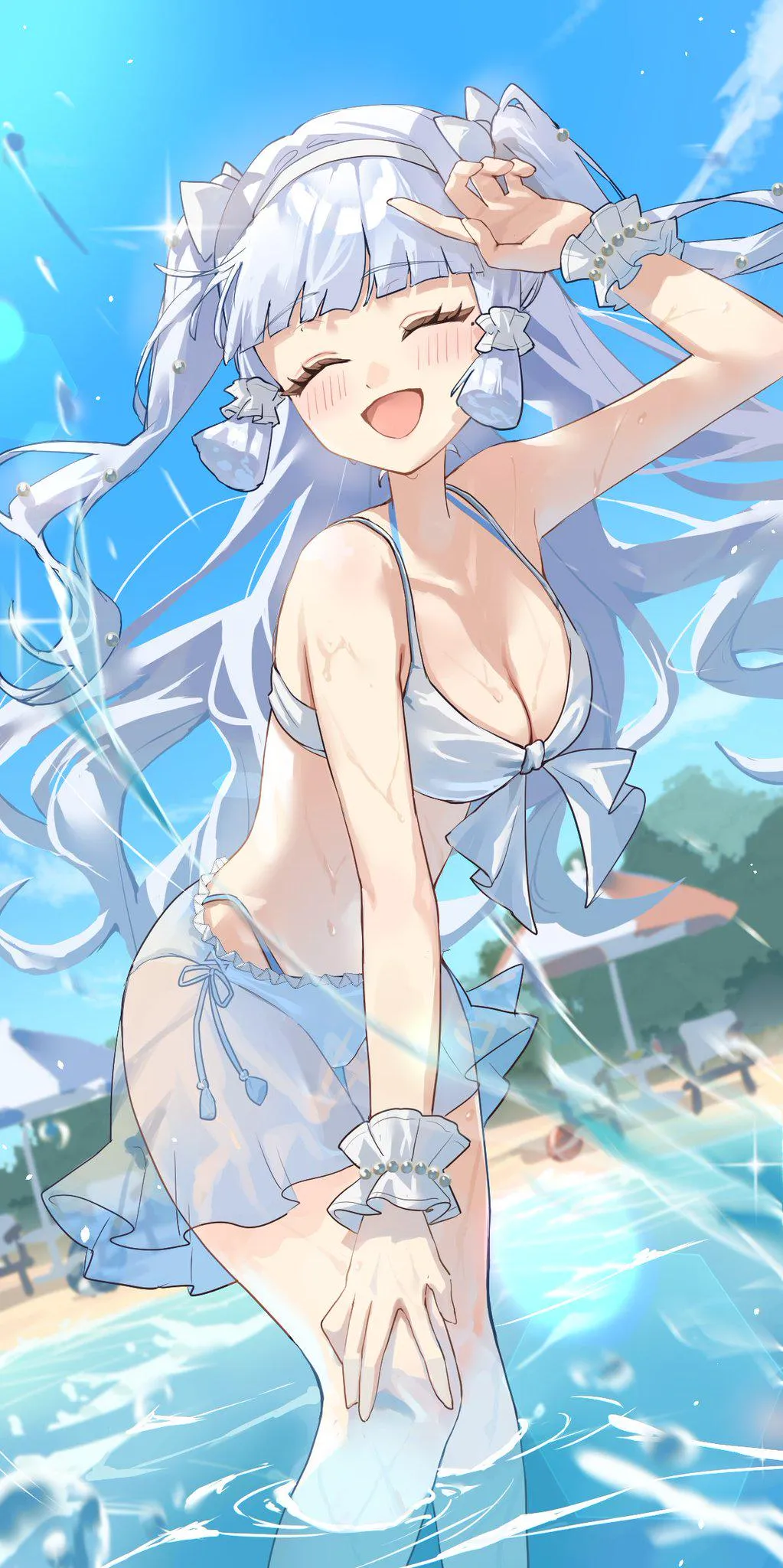 Ayaka playing in the water