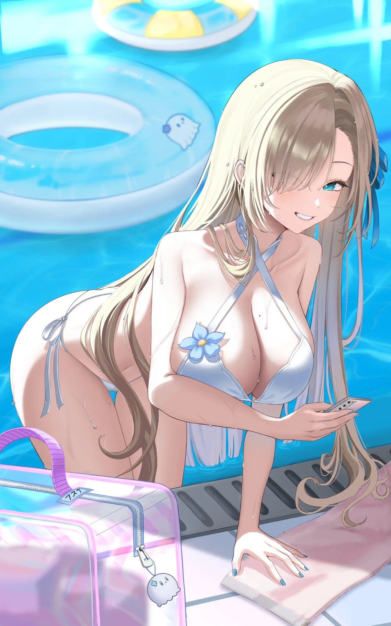 Asuna in the pool with phone SPOOky  noneu03