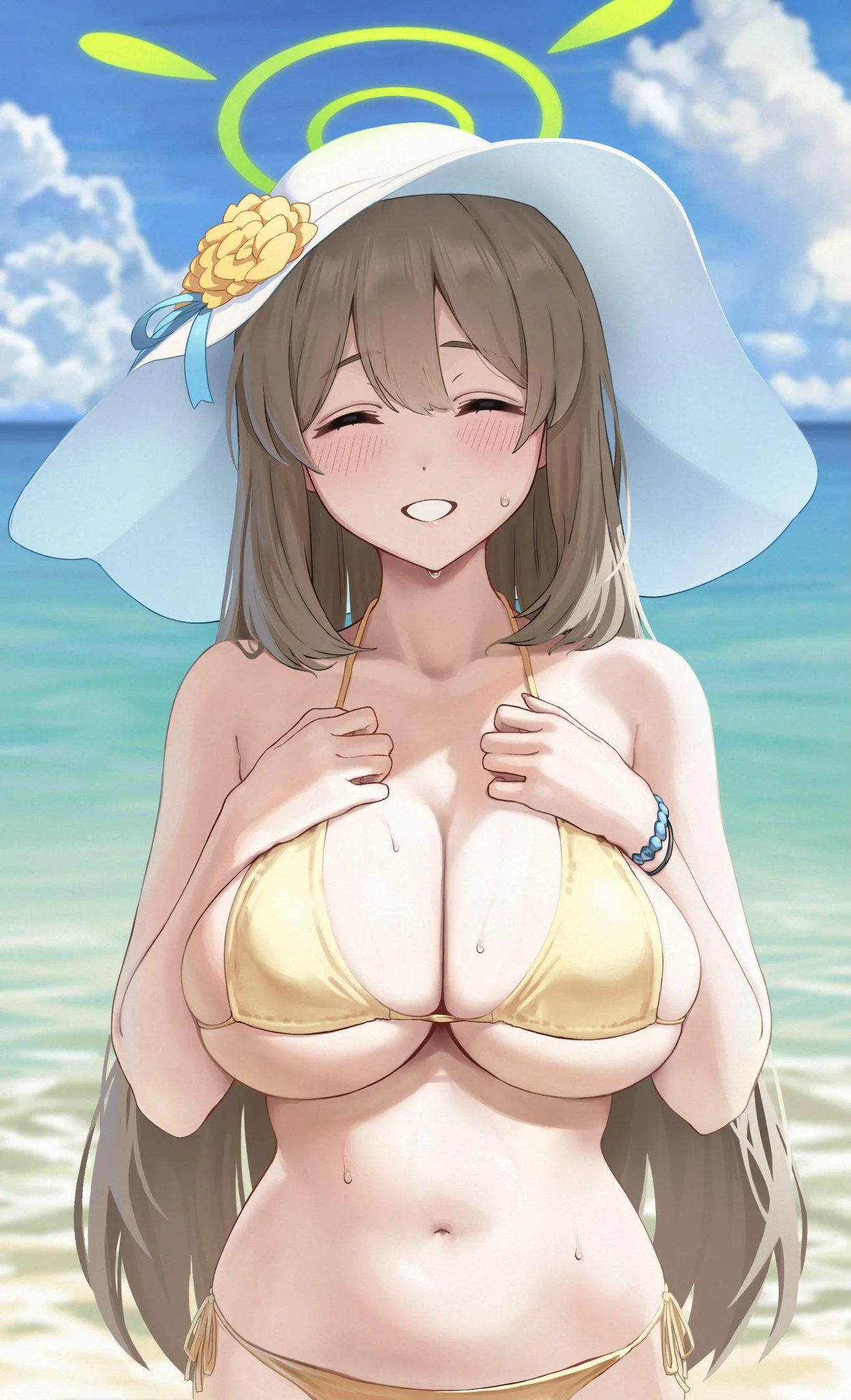 Nonomi pressing her boobs together