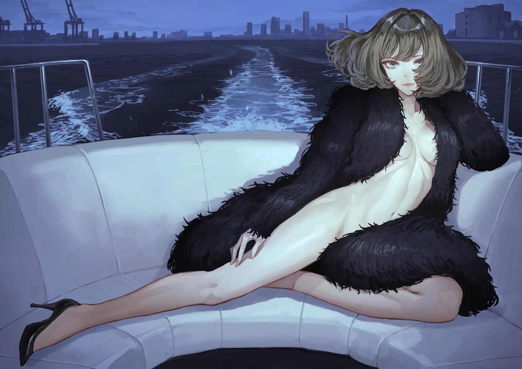 Kaede Takagaki posing at the back of the yacht Kaoming Idolmaster Cinderella Girls