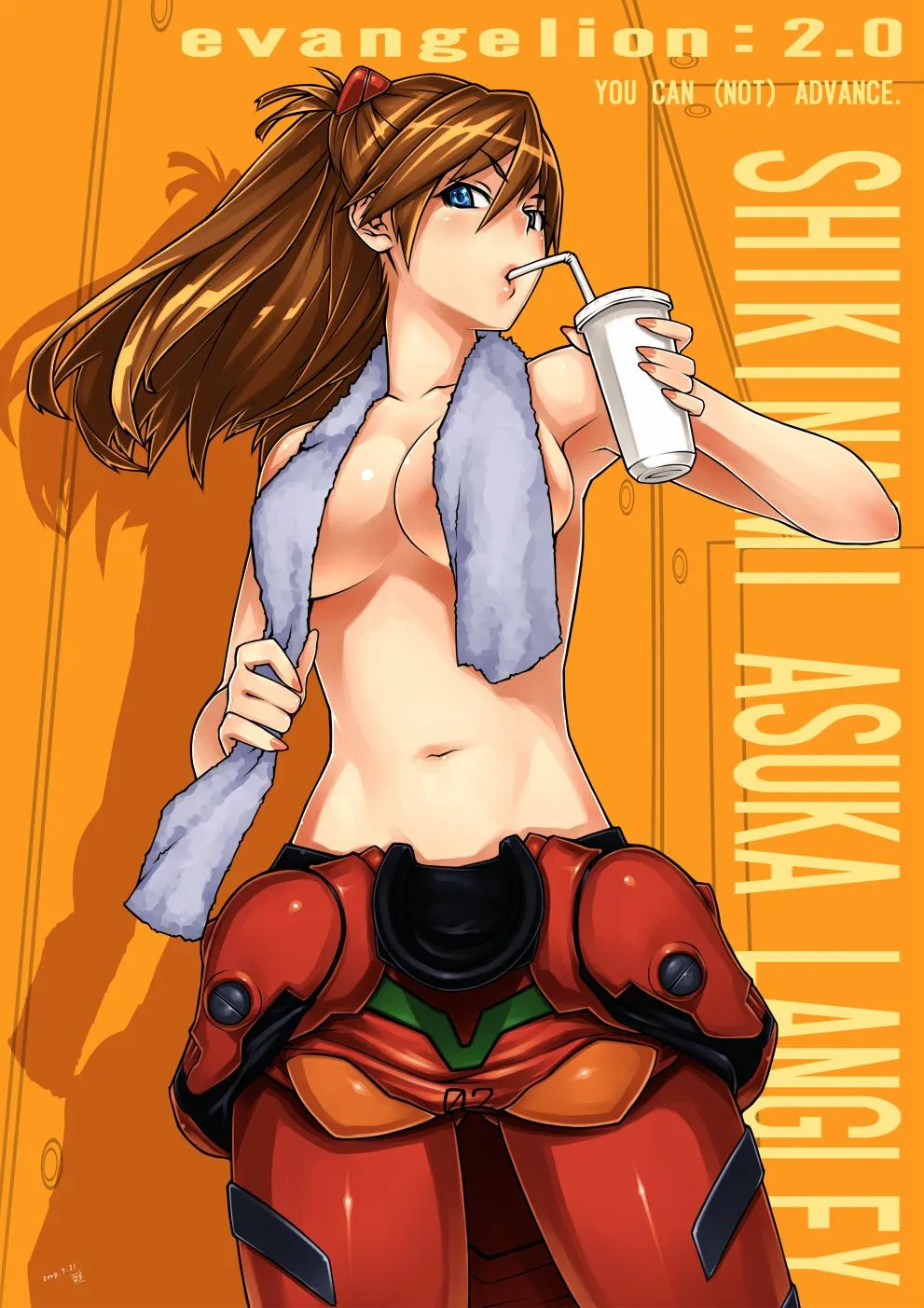 Asuka&#039;s gonna hit the showers after she finishes her drink Neon Genesis Evangelion Real XXIII