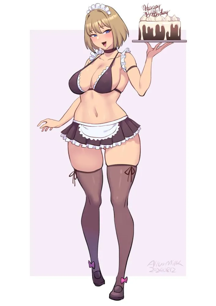 Cute Maid Wishing A Happy Birthday