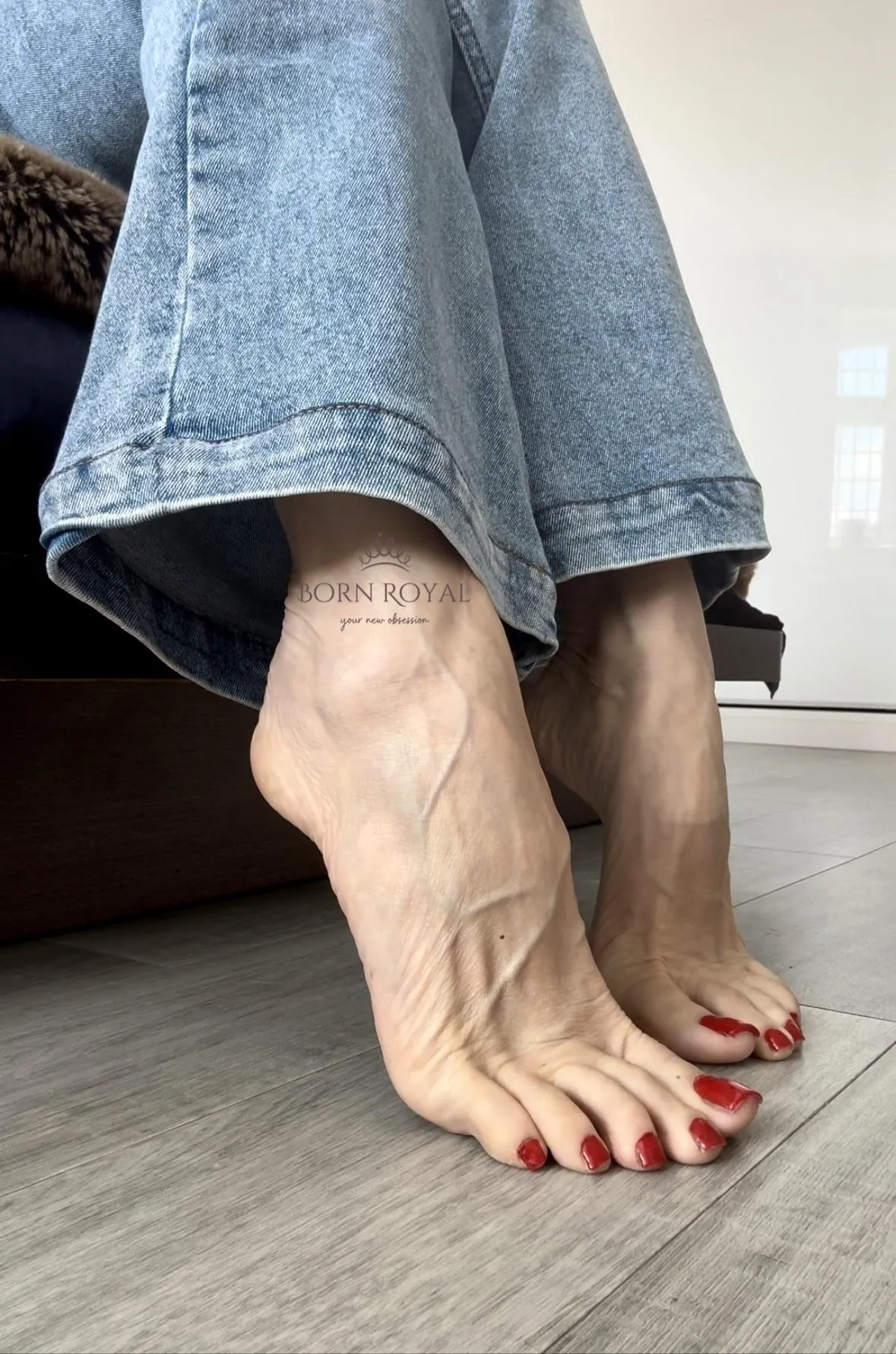 Red polish and jeans