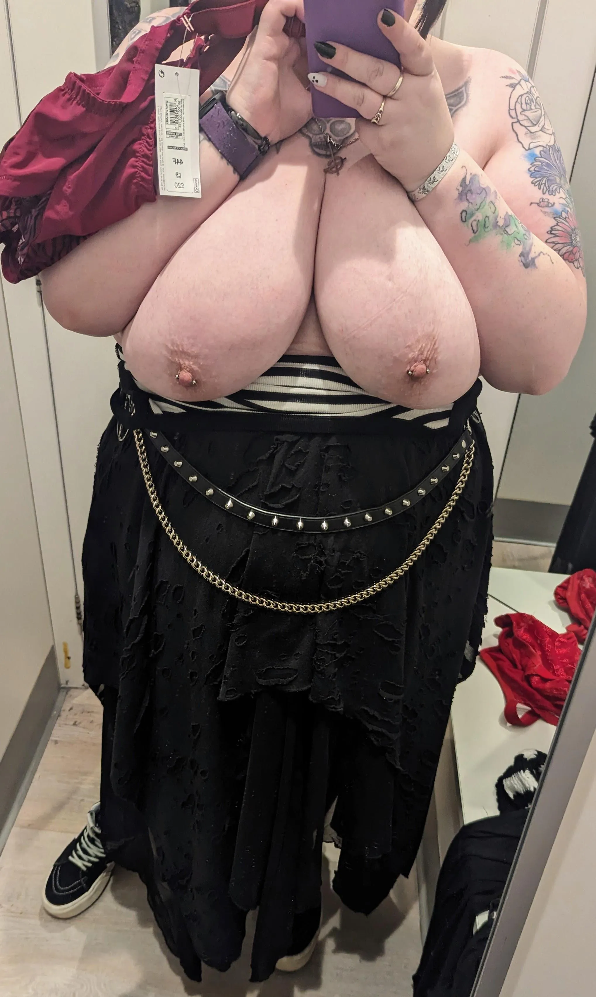 BBW mirror selfie from AFTER I got my nipples pierced