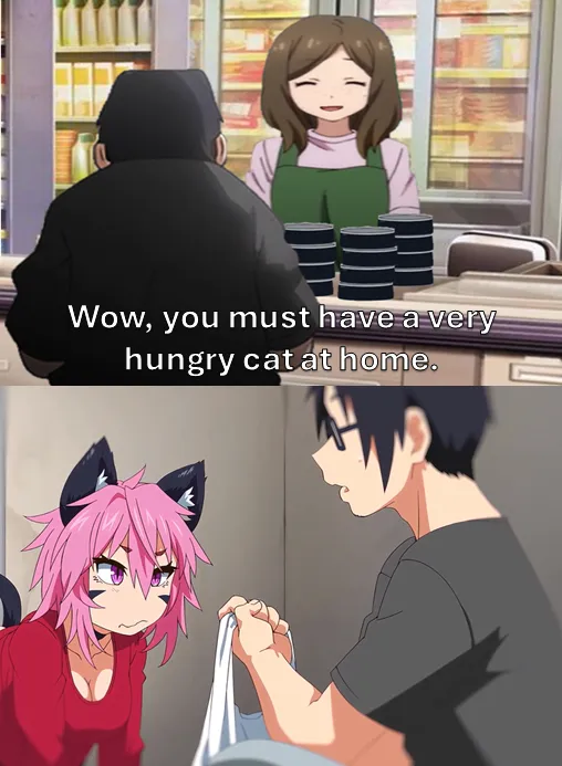 His Hungry Cat