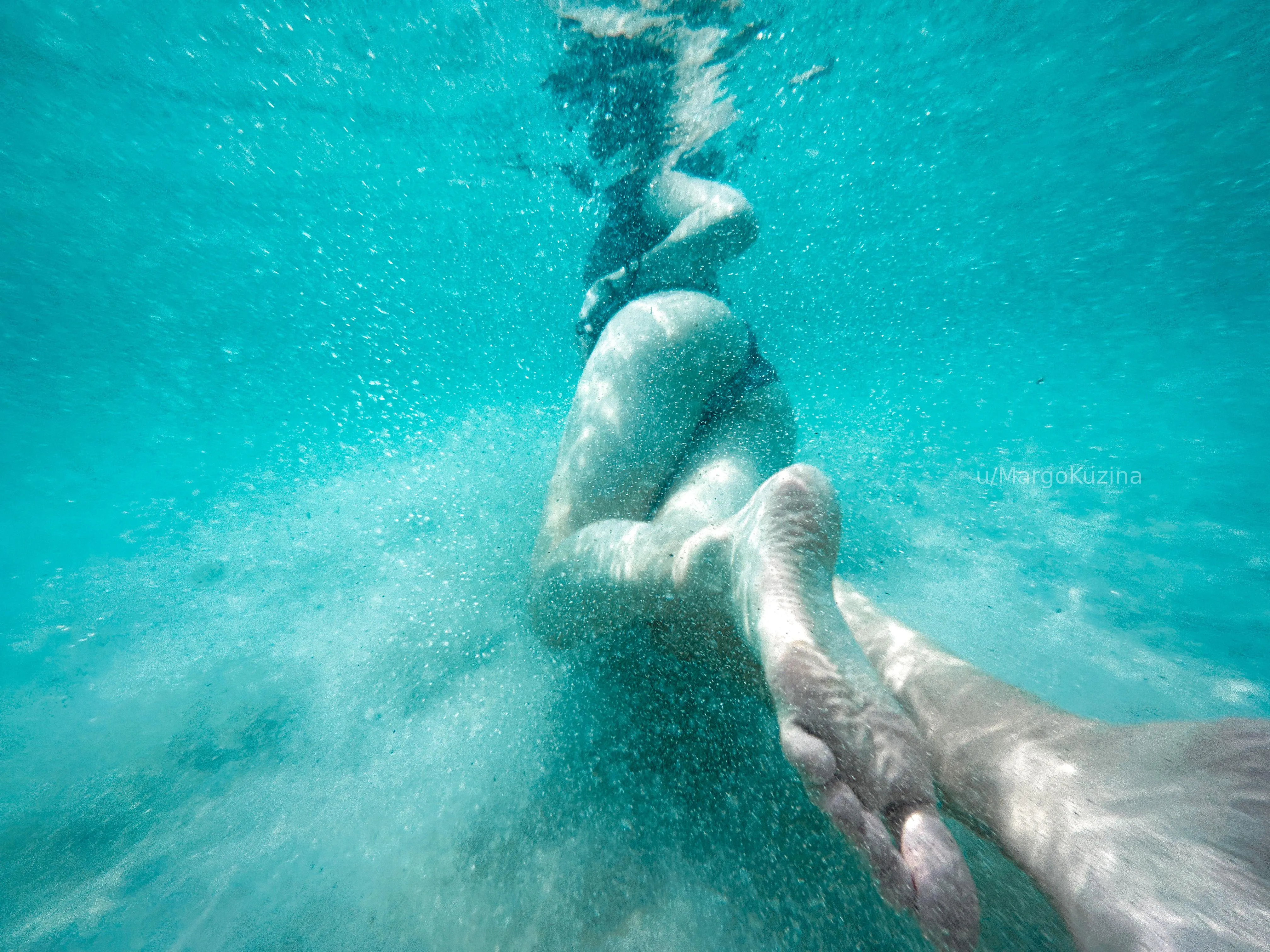 legs having fun underwater