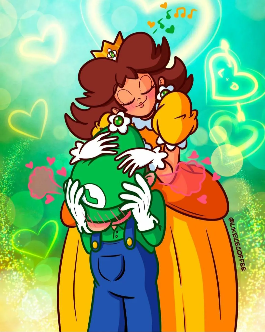 Lovey-dovey Daisy featuring a very flustered Luigi