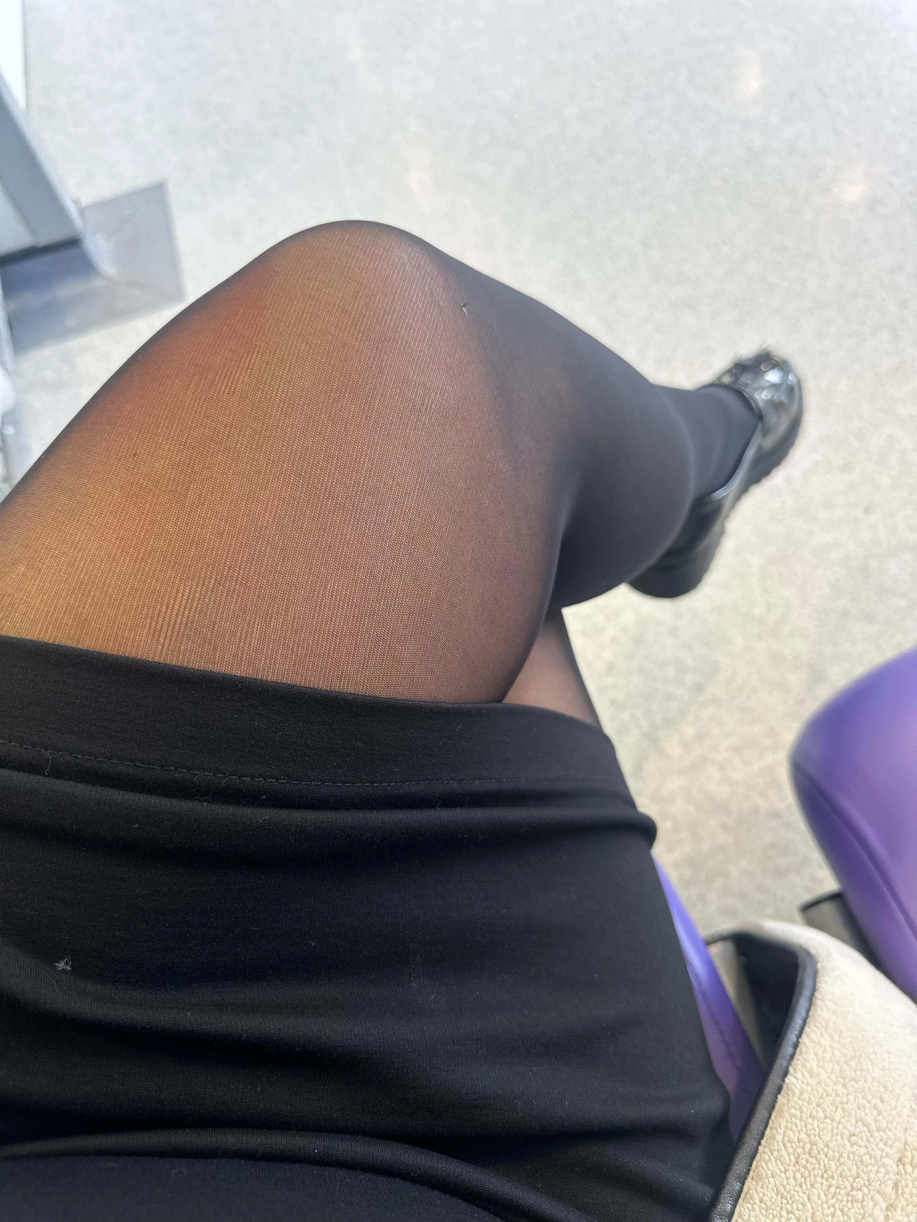 Tights and mini skirt for work