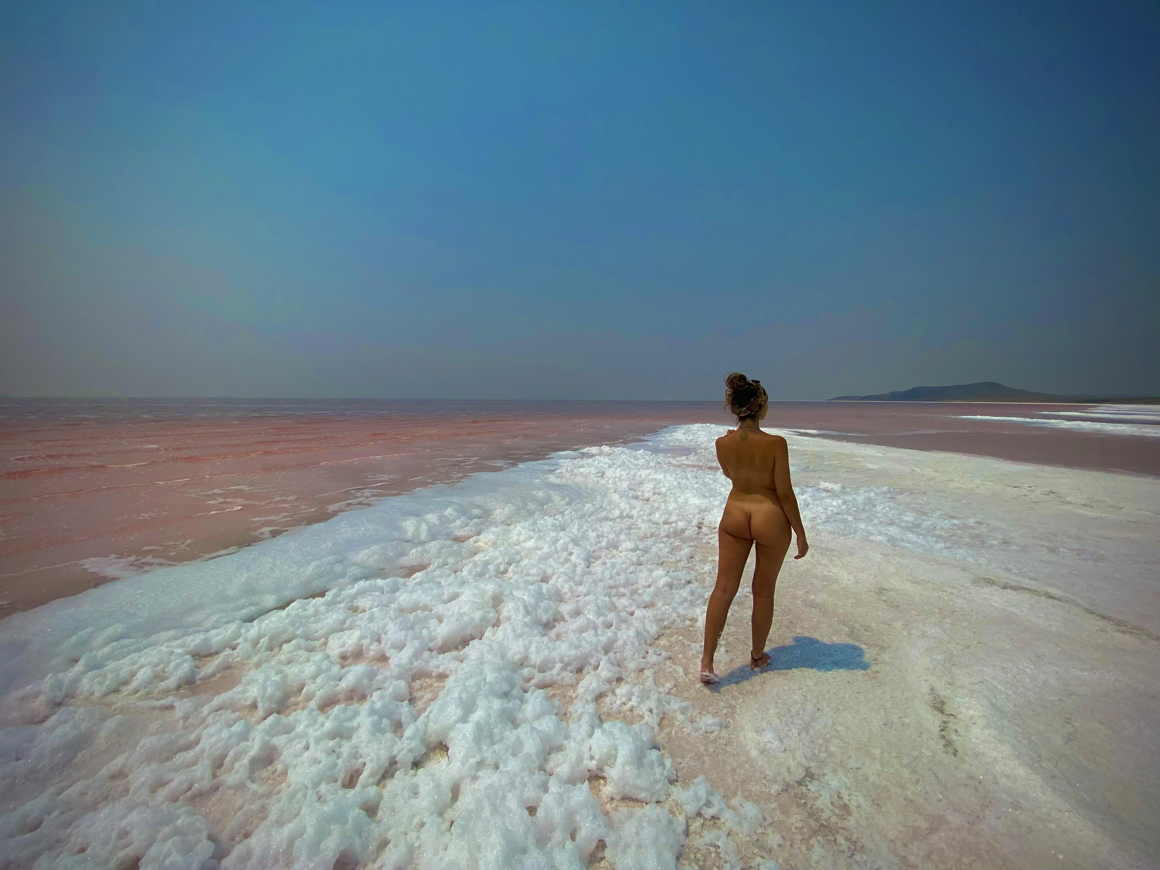 Pink shores of the salt lake