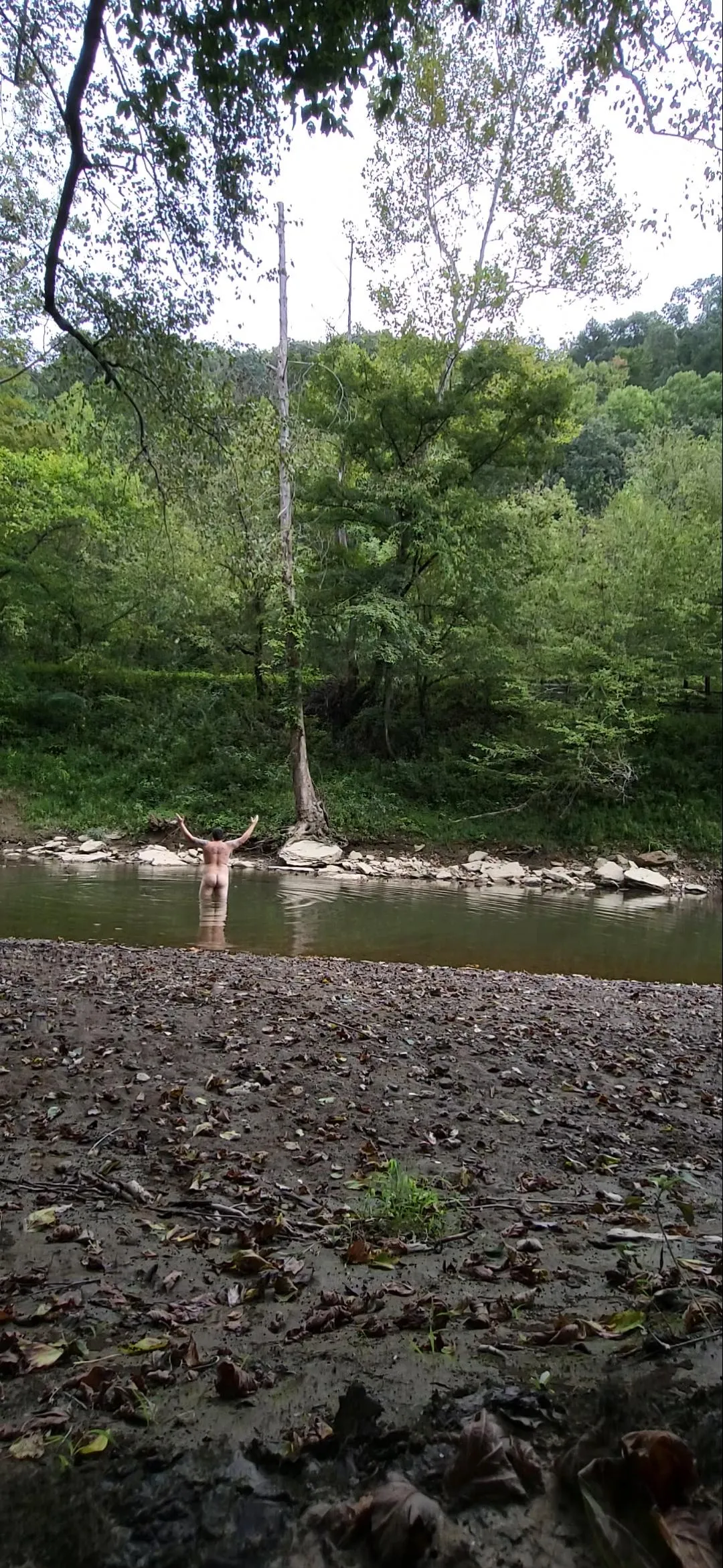 Enjoying the river while it starts to rain