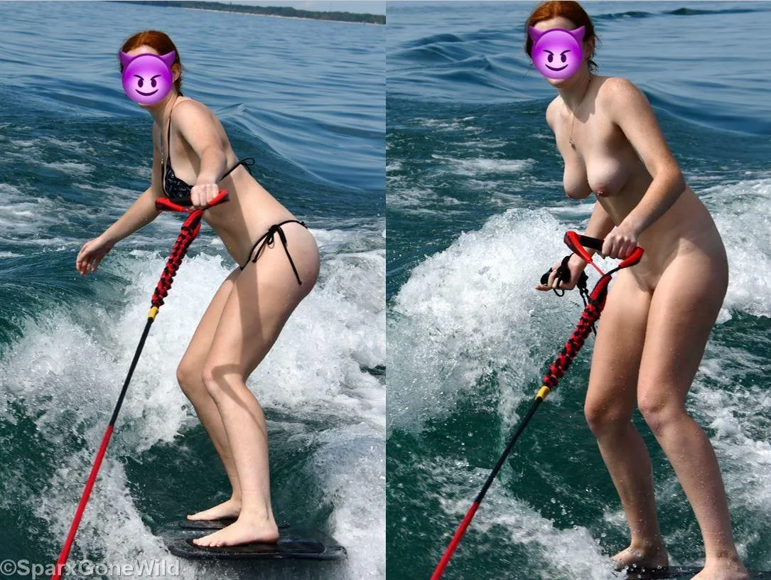 Pierced nips while surfing