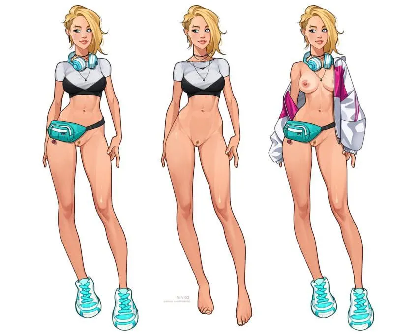 Gwen Stacy showing off her new outfit Olena Minko Marvel Comics, Spider-Man, Spiderverse