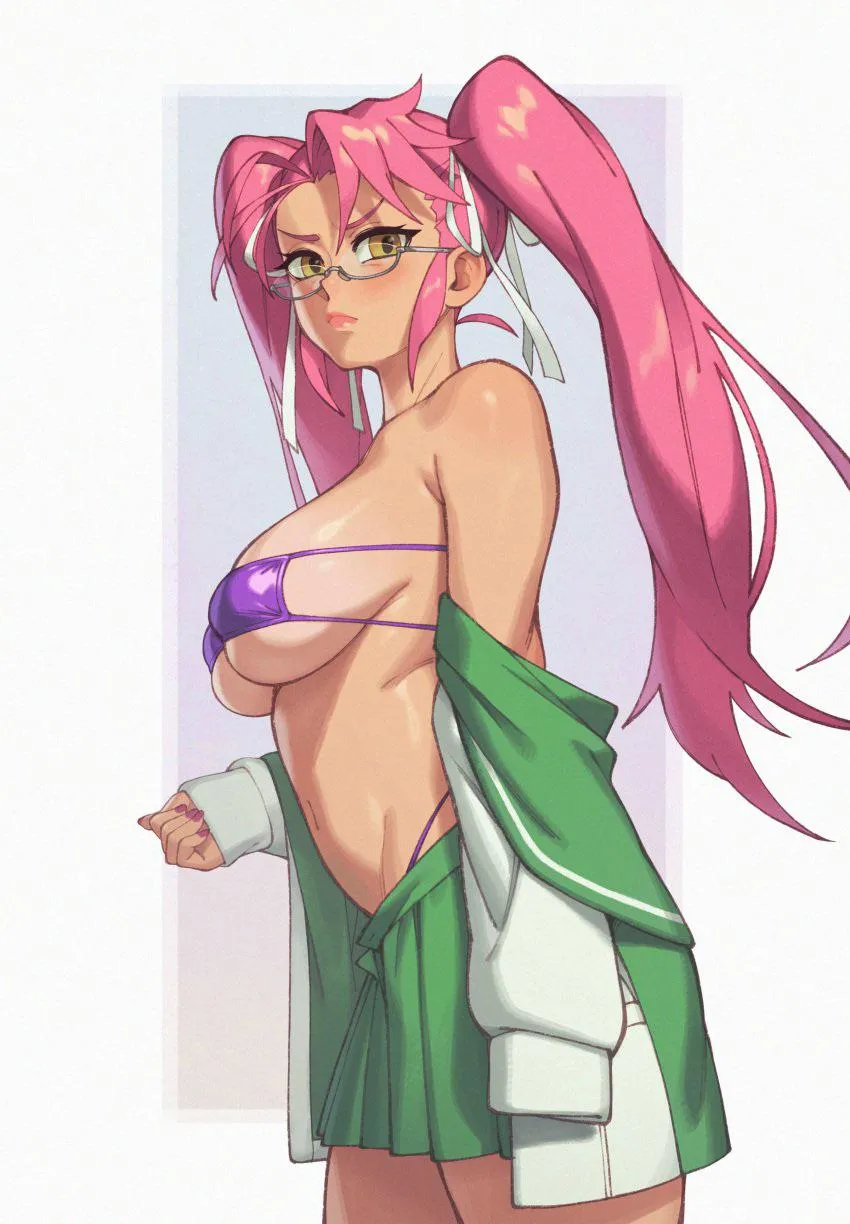 Saya Takagi showing off her new bikini Rizdraws Highschool of the Dead