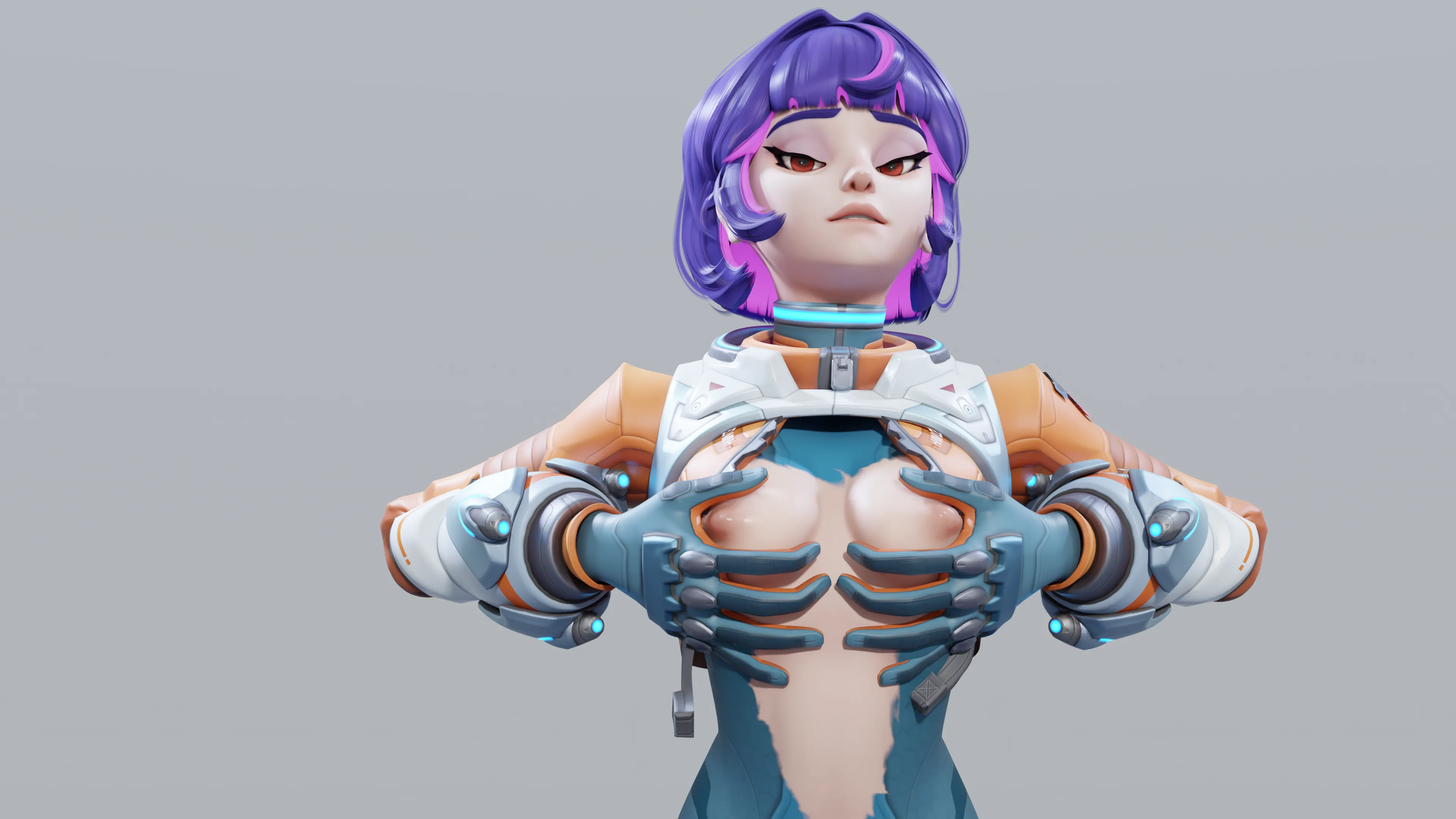 Juno showing off her boobs ripped suit Overwatch AmateurAllArounder W.I.P feedback appreciated