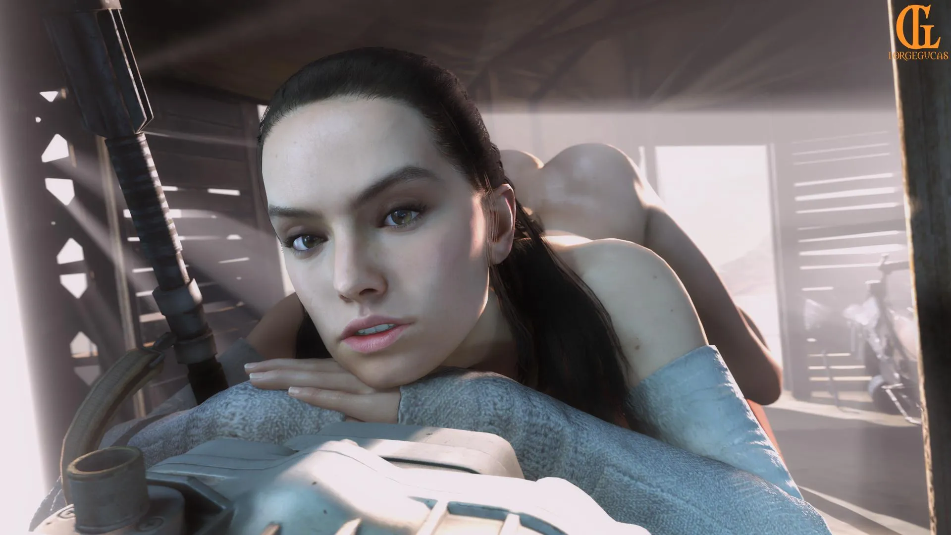 Rey posing on her speeder LorgeGucas