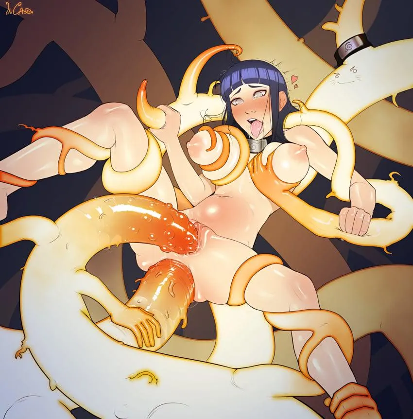 At first Hinata was shy but after getting totally dominated she show her lovely expression to the tentacles