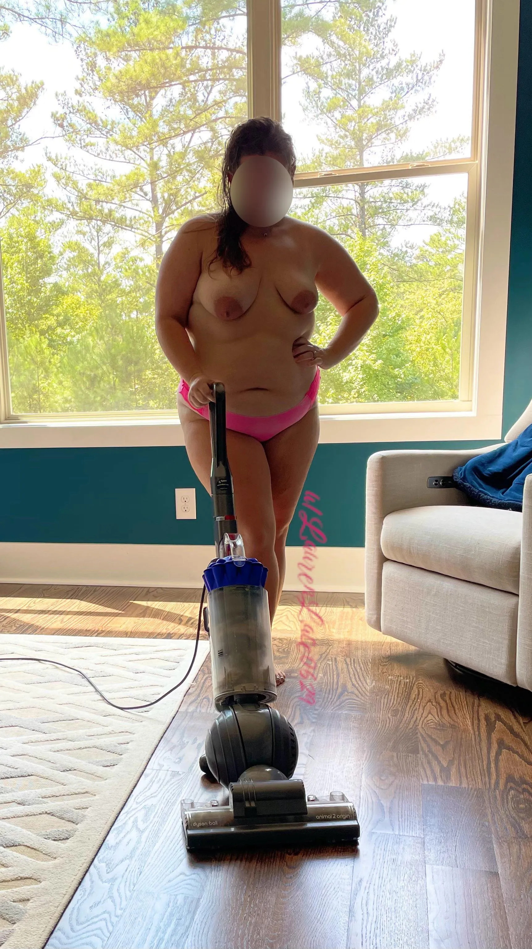 Back to school means Mama cleans topless