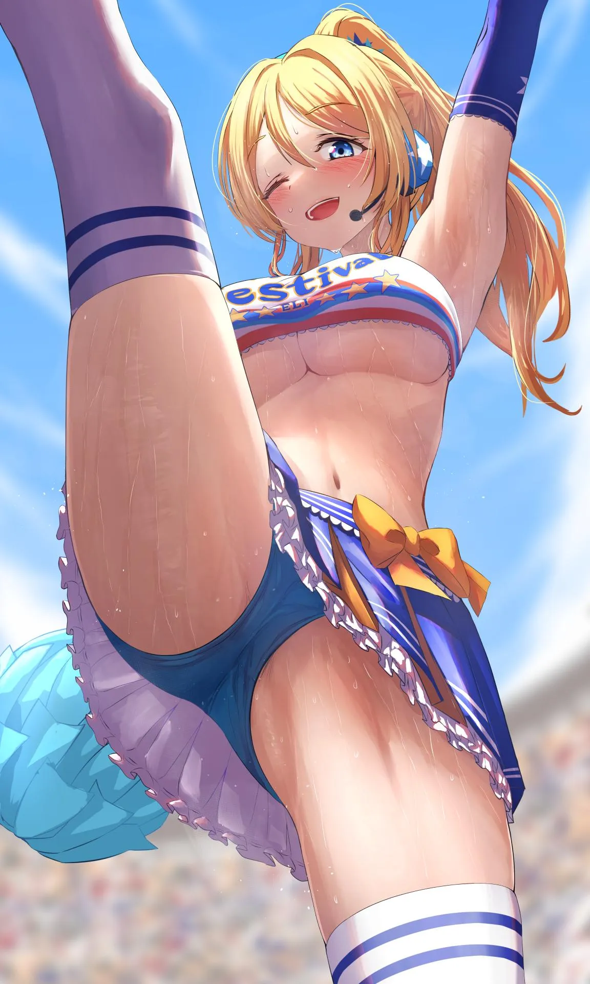 Ayase Eli doing a high kick