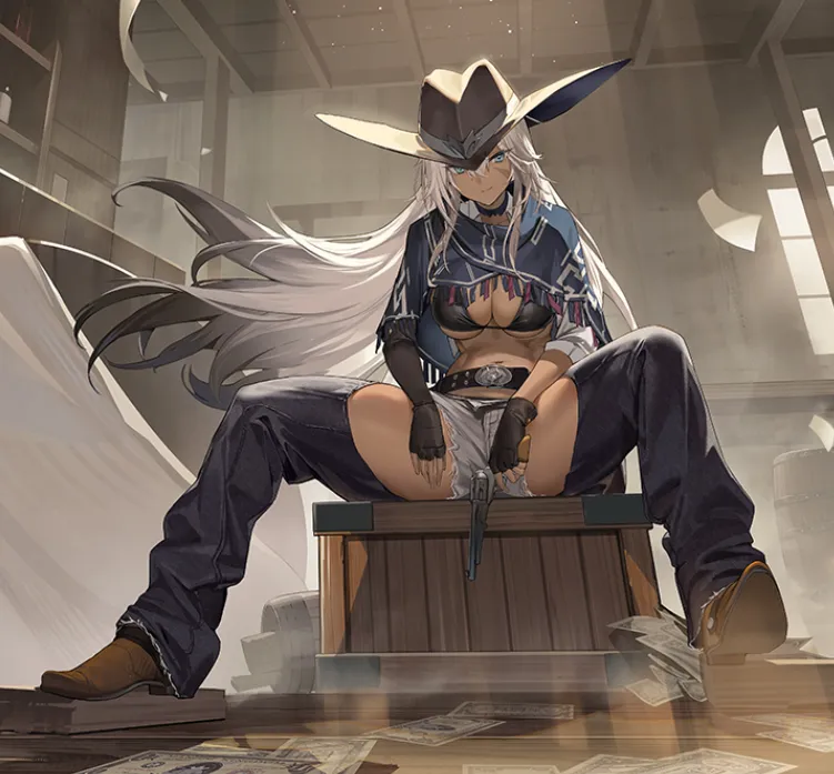 Indiana Wild West outfit showcasing inner thighs Azur Lane