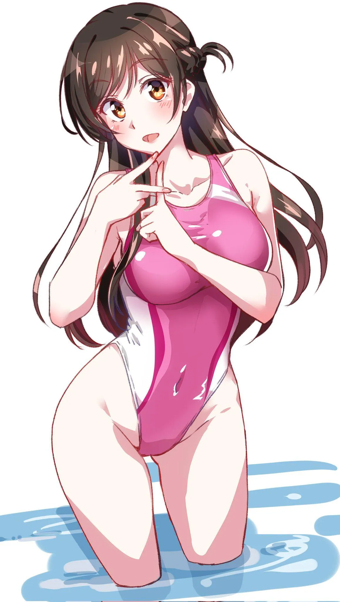 Chizuru Mizuhara Wearing Her Pink One-Piece Swimsuit Rent A Girlfriend