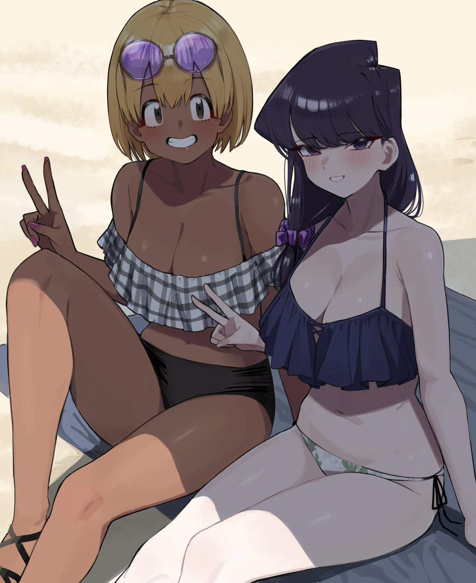 Peace From Komi And Rumiko On The Beach Komi Can&#039;t Communicate