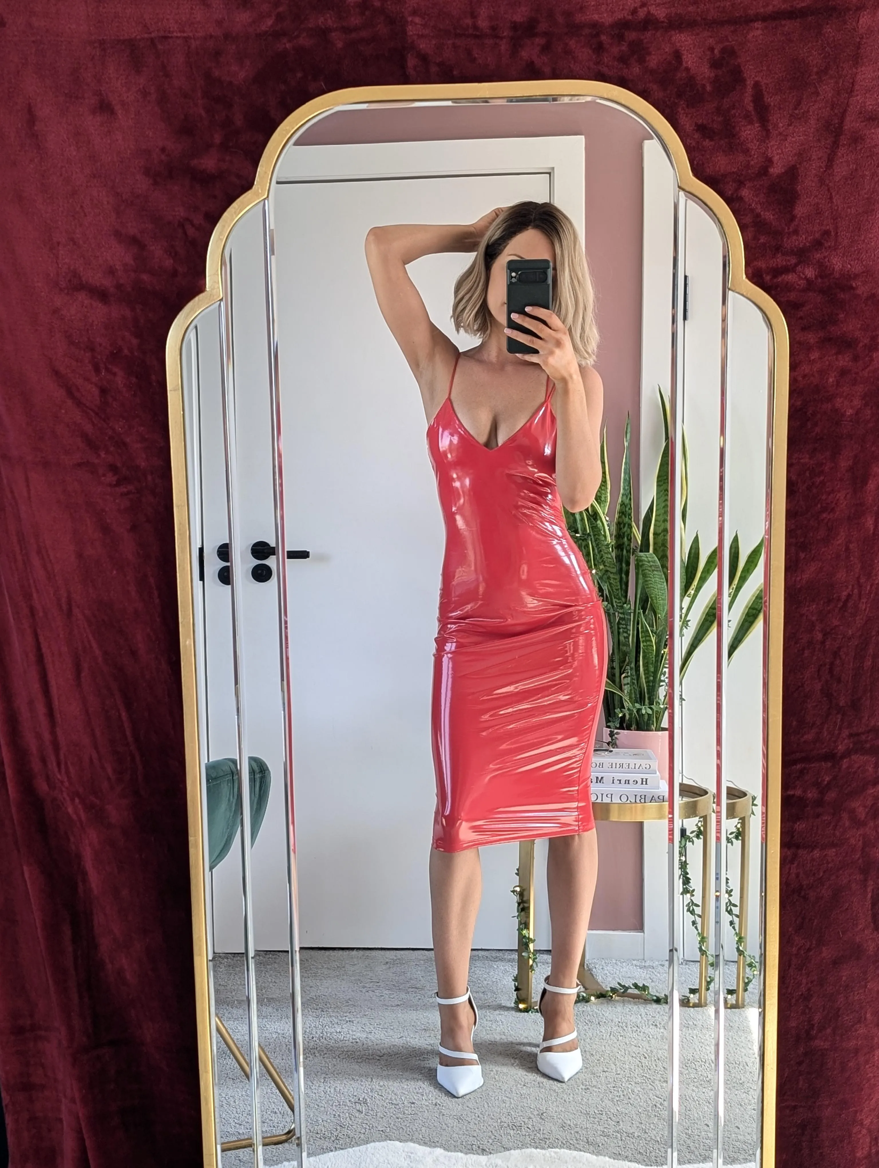 Is this red latex dress okay for our first date?