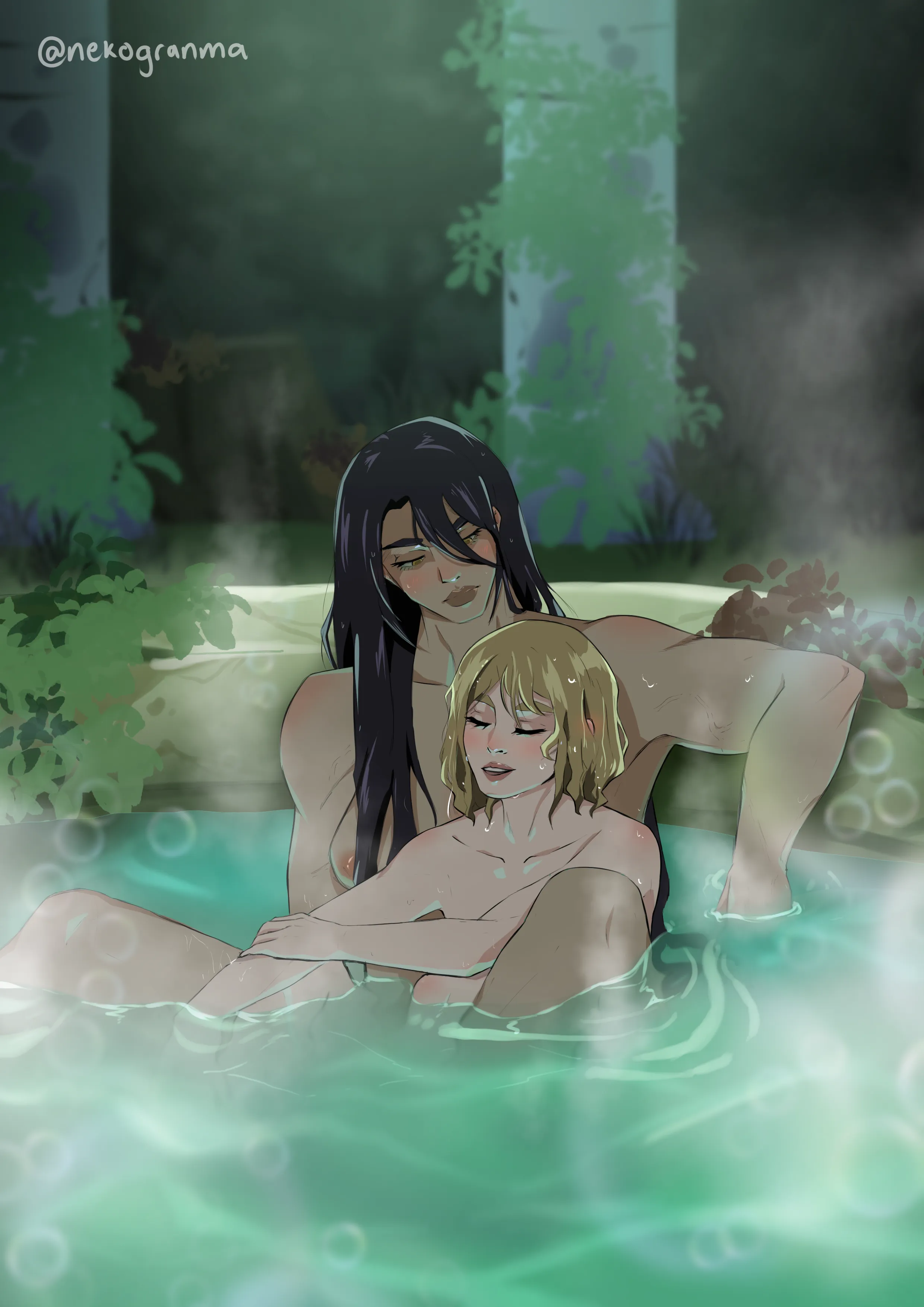 This is how they be in the hot springs, can&#039;t change my mind Melinoe x Nemesis Hades II